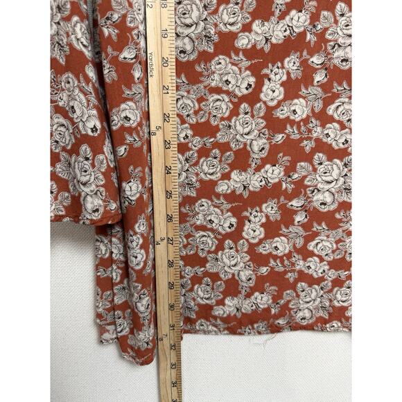 Women's Tunic Top Sz M Brown Floral 3/4 Sleeves Boho Cottagecore Hippie - Picture 14 of 15